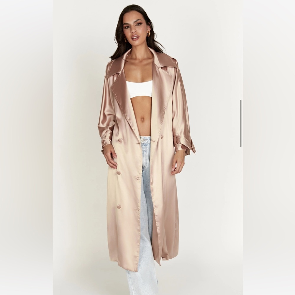 Azaela Satin Trench Coat - Champagne